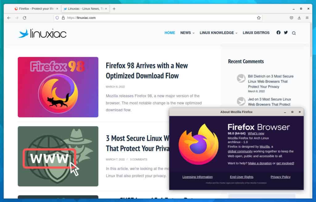 Firefox 98 on Linux