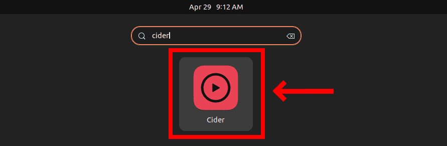 Starting Cider from the Application Launcher