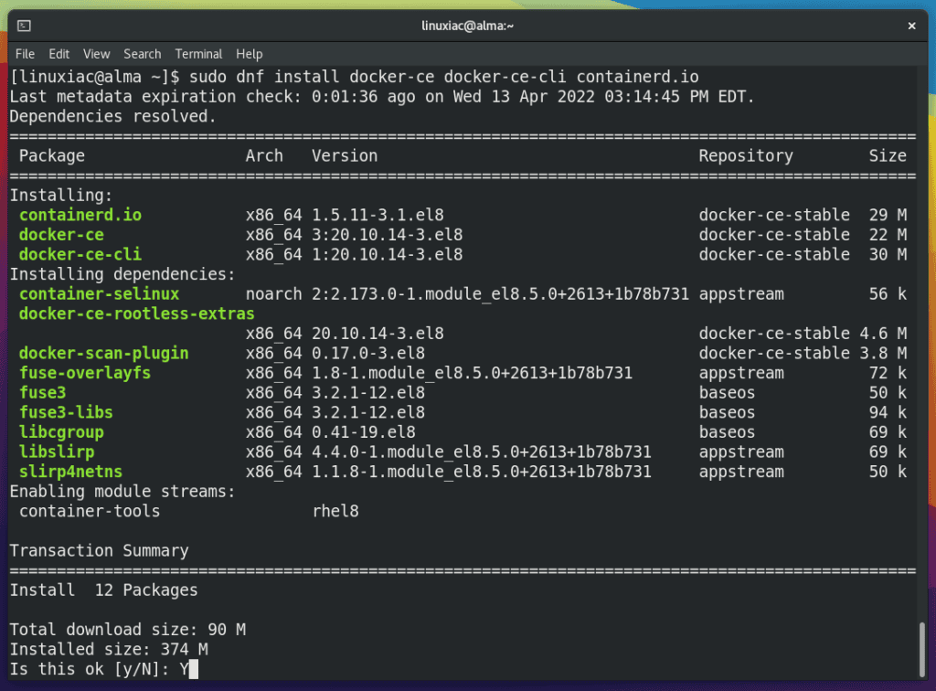 Install Docker on AlmaLinux / RockyLinux