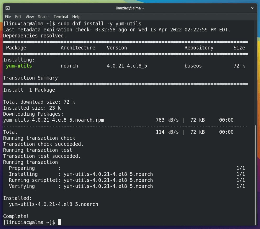 Installing the yum-utils package