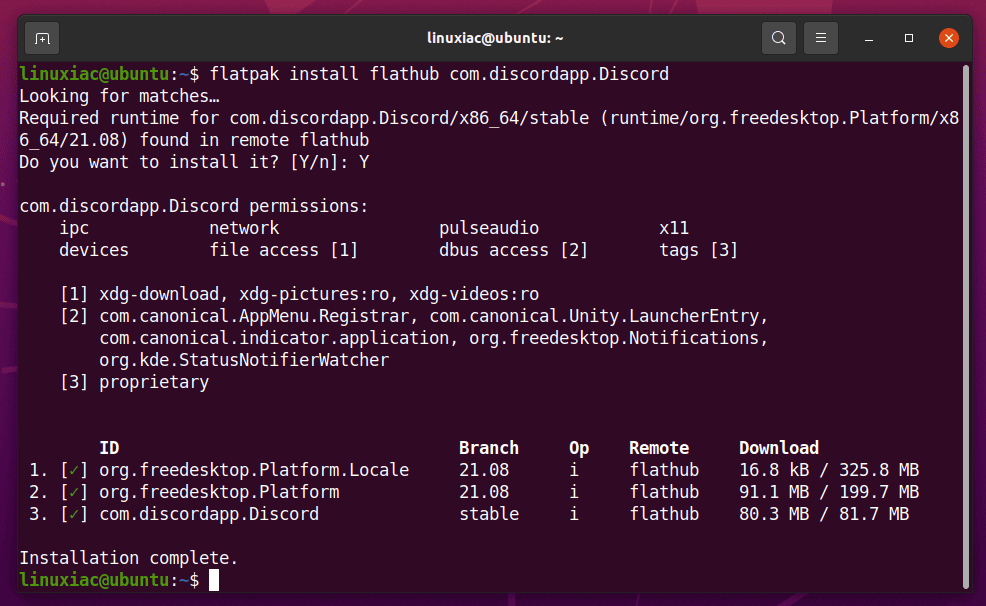 Install Discord on Linux via Flatpak