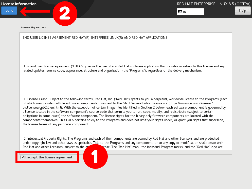 RHEL 8 Accepting EULA