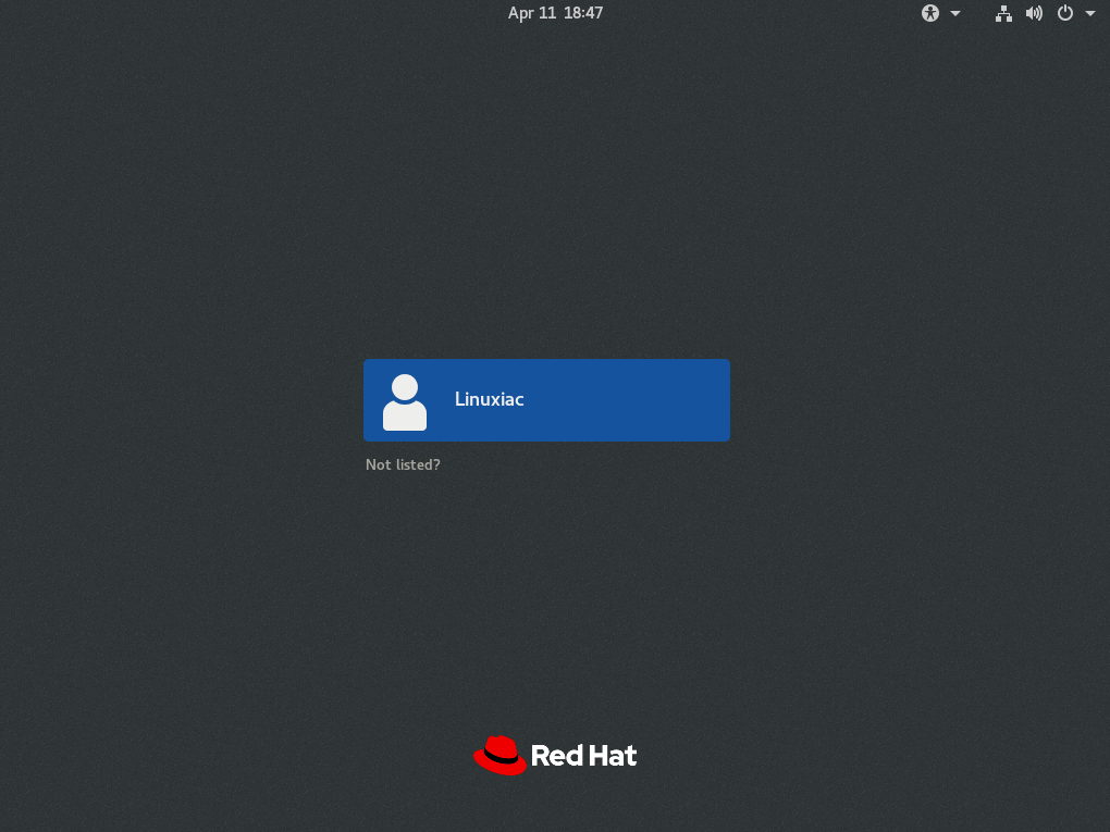 RHEL 8 GDM Screen