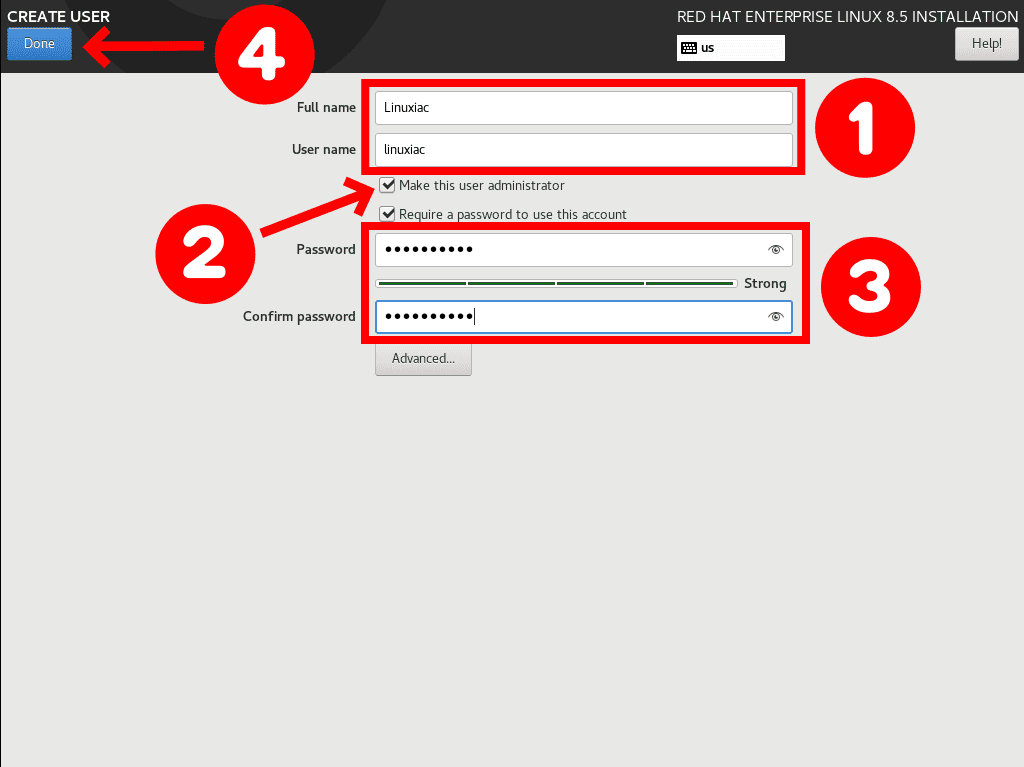 Creating a RHEL 8 user