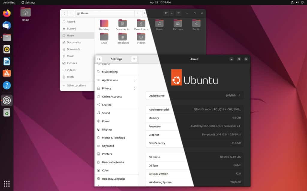 Ubuntu 22.04 LTS Jammy Jellyfish Desktop