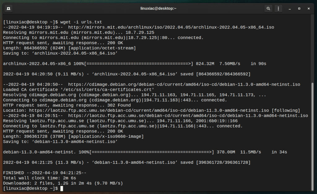 How to download multiple files using wget