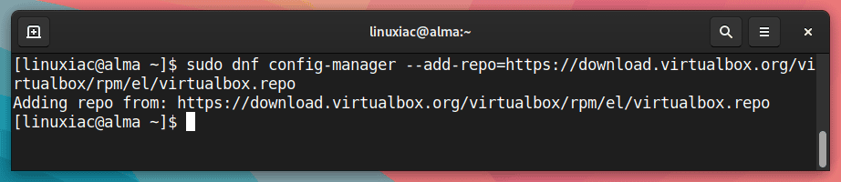 Adding VirtualBox repository