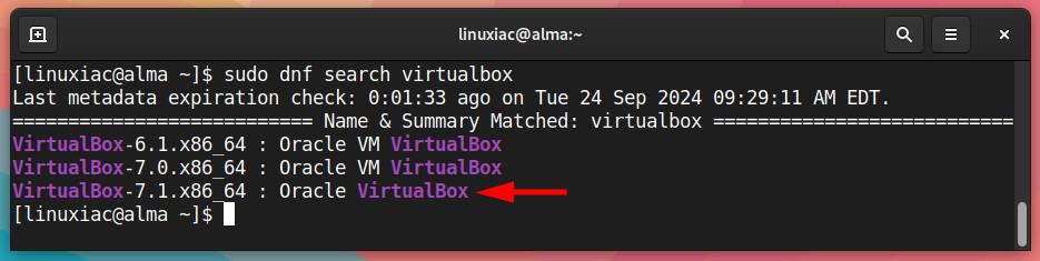 Check available VirtualBox versions for installation.