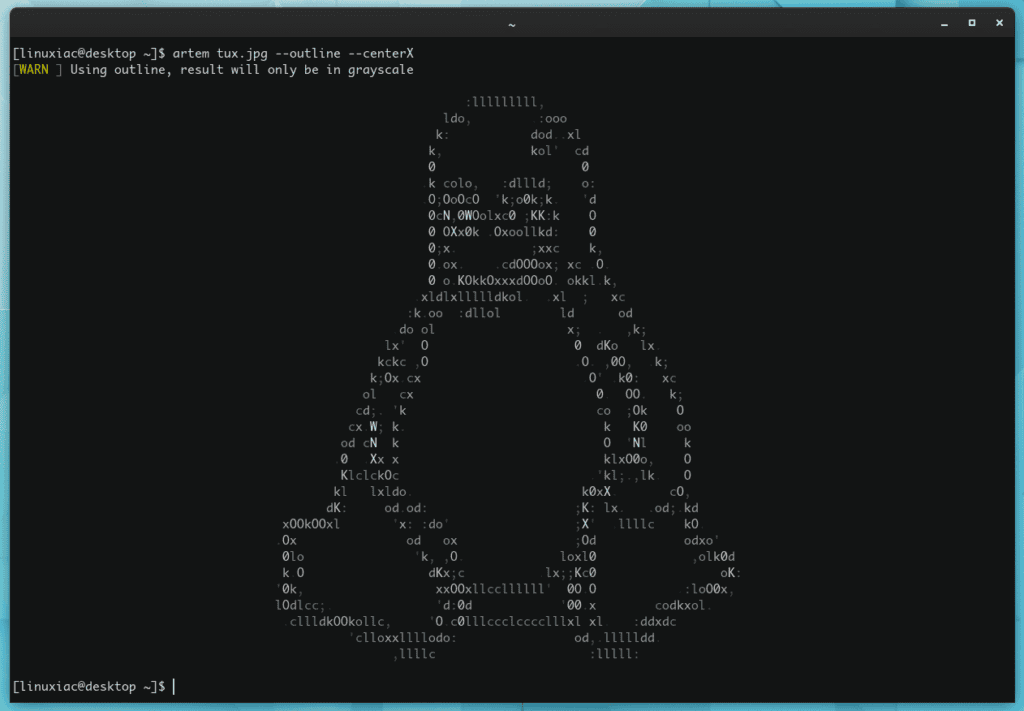 Convert Images to outlined ASCII with Artem on Linux