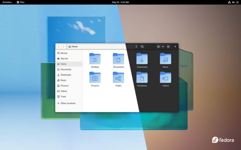 Fedora 36 Light and Dark GNOME 42 Theme