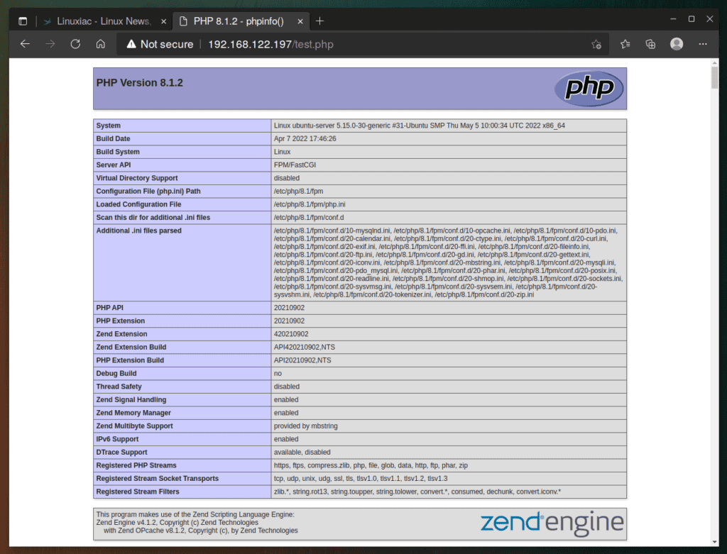 Nginx, MariaDB, and PHP (LEMP) Successfully Installed on Ubuntu 22.04 LTS