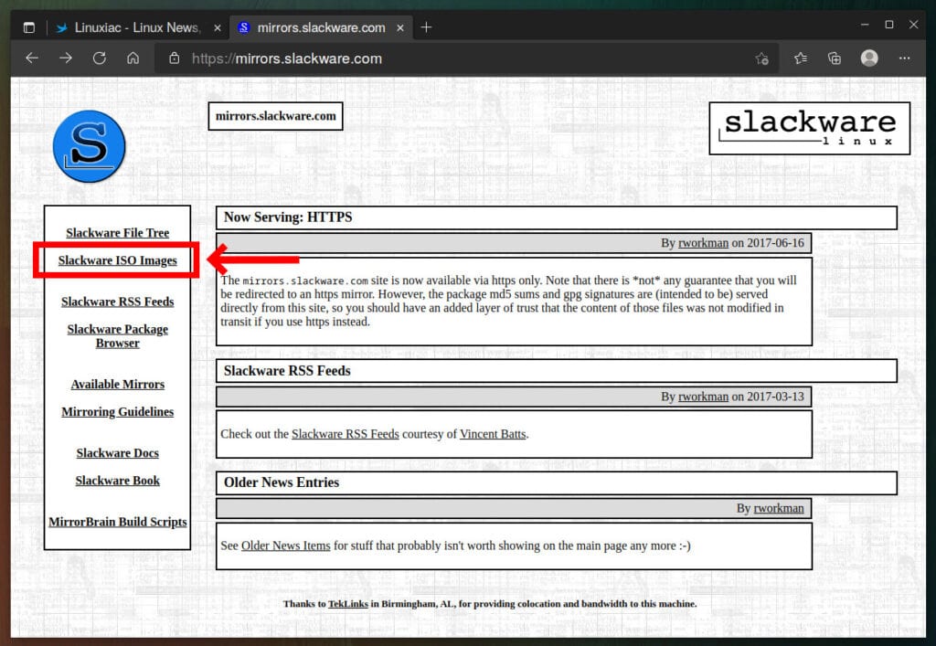 Download the Slackware installation ISO image