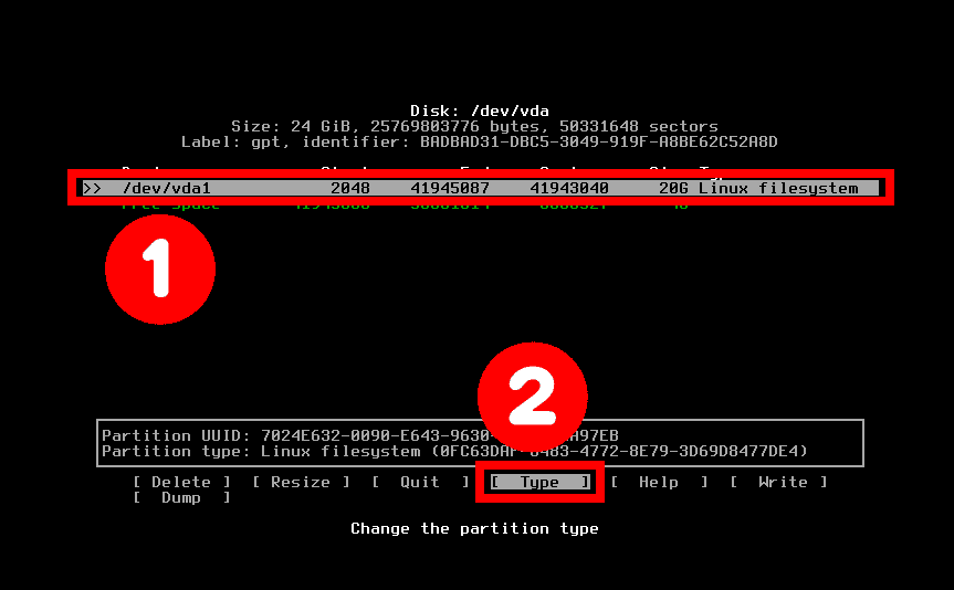 Creating root partition