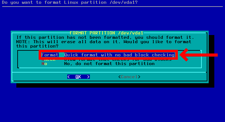 Setting up root partition