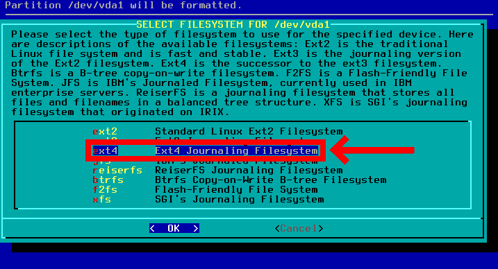 Setting up root partition