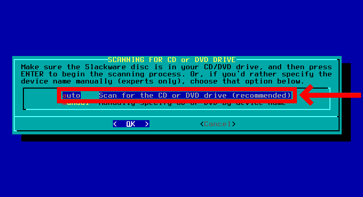 Select Slackware installation source