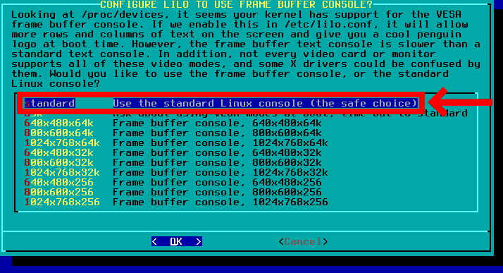 Configuring the LILO bootloader