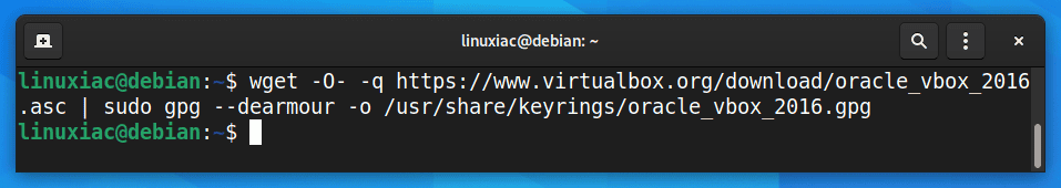 Import VirtualBox’s repository GPG Key