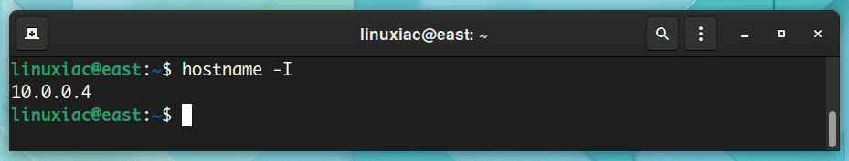 Find an IP address by using the hostname command