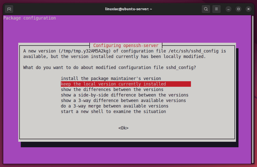 Preserve modified Ubuntu 20.04 configuration files