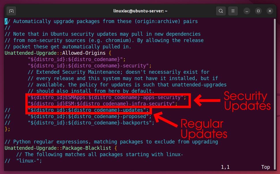 Configure security updates on Ubuntu