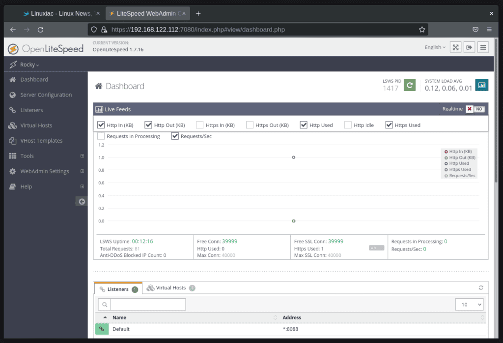 OpenLiteSpeed WebAdmin Console