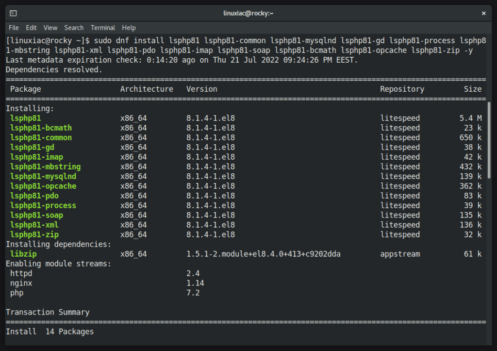 Installing OpenLiteSpeed PHP 8.1 support