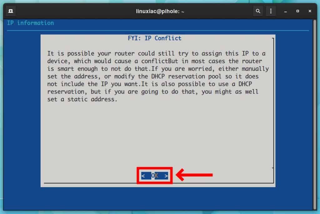 Set static IP address