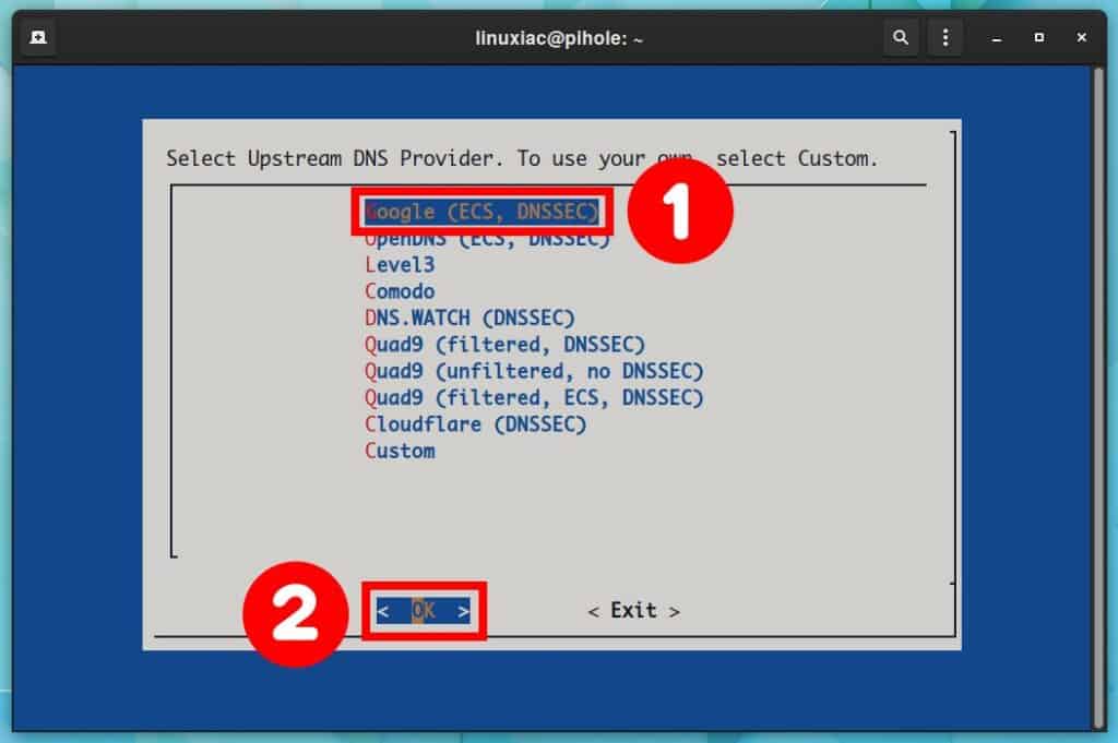 Choose upstream DNS provider