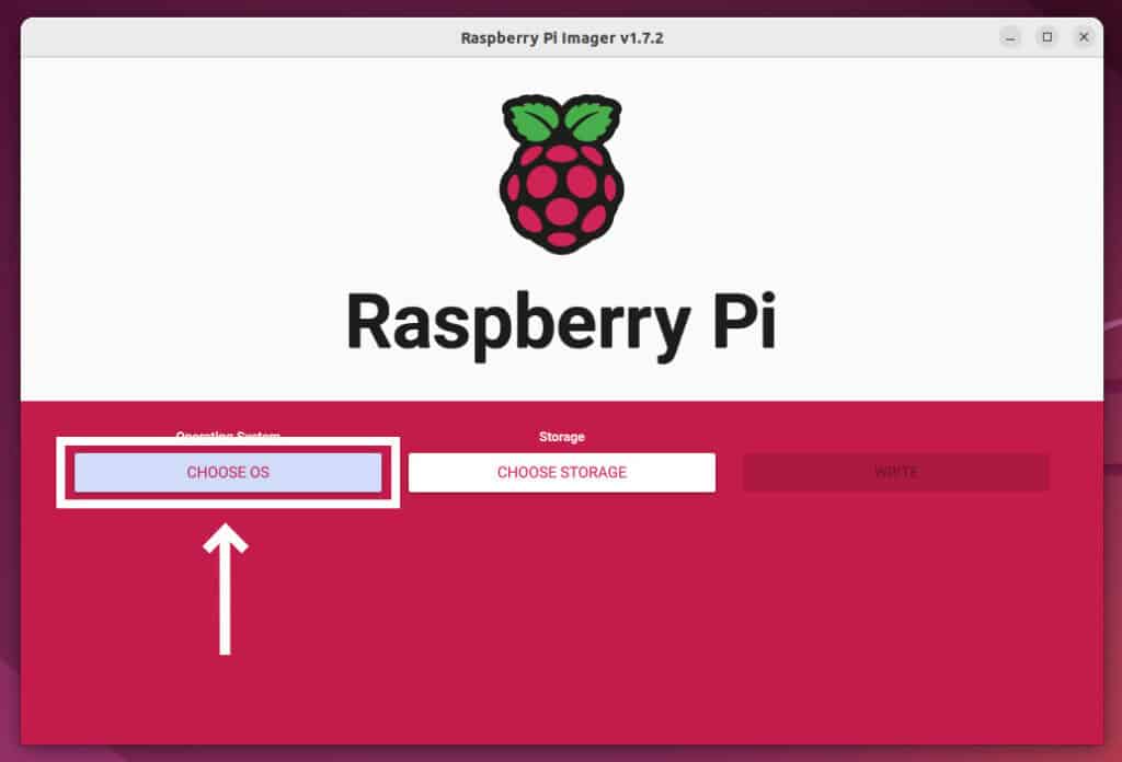 Selecting the Raspberry Pi operating system type