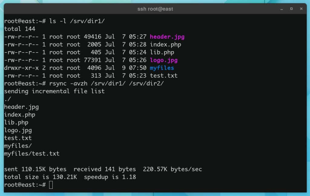 Sync multiple files and directory recursively locally