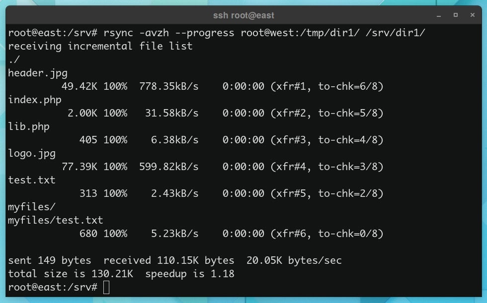 Show progress during transfer