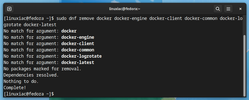 Removing older versions of Docker