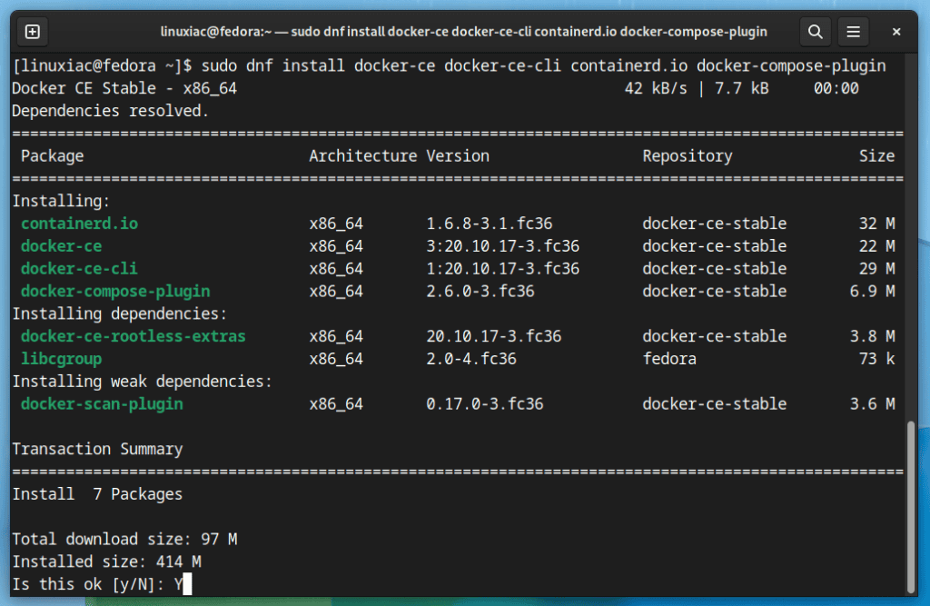 Installing Docker Engine on Fedora Linux