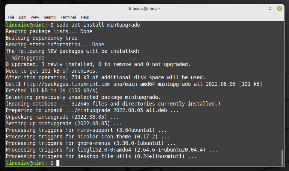 Installing mintupgrade command-line tool