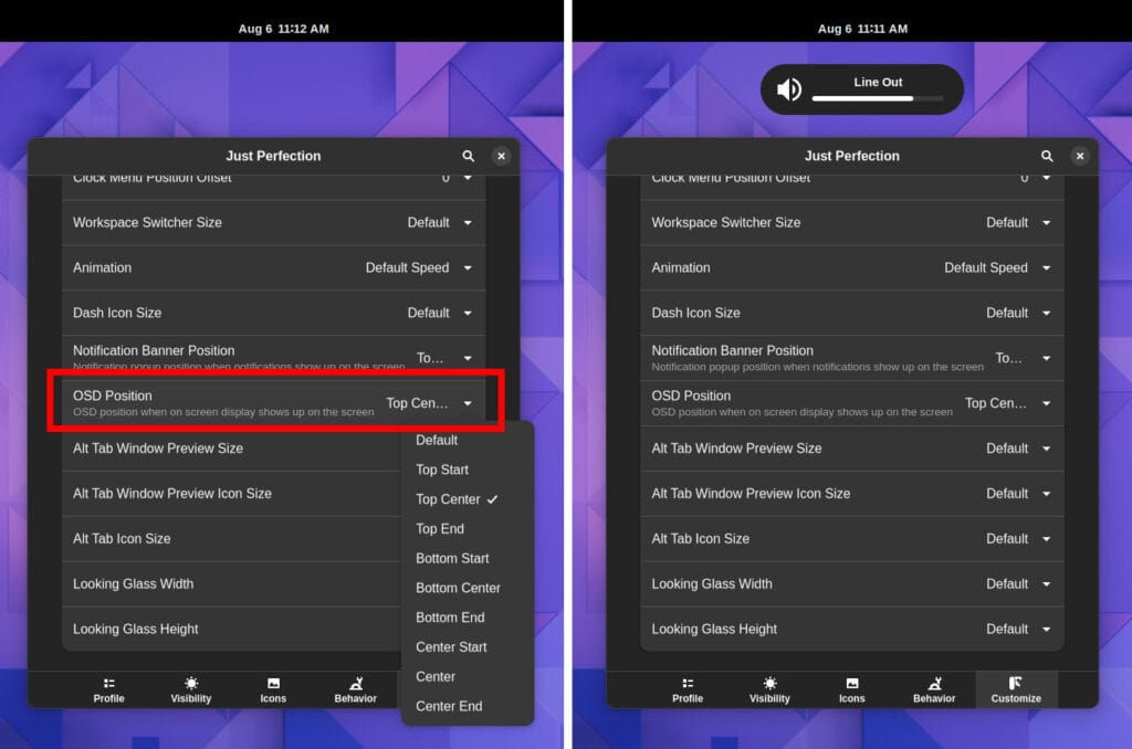 Changing GNOME OSD Position