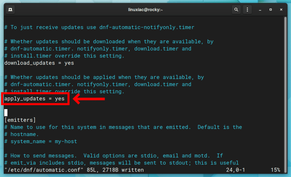 Configure the dnf-automatic package