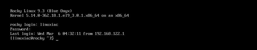 Login in Rocky Linux 9