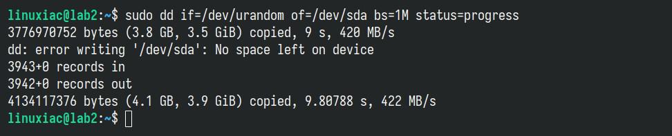 Erasing disk using dd command on Linux.