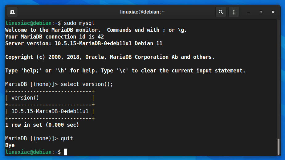 Testing MariaDB Installation