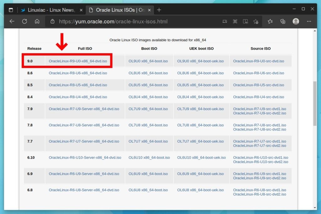 Download Oracle Linux 9 Installation ISO Image