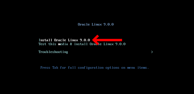 Boot from Oracle Linux 9 Installation Media