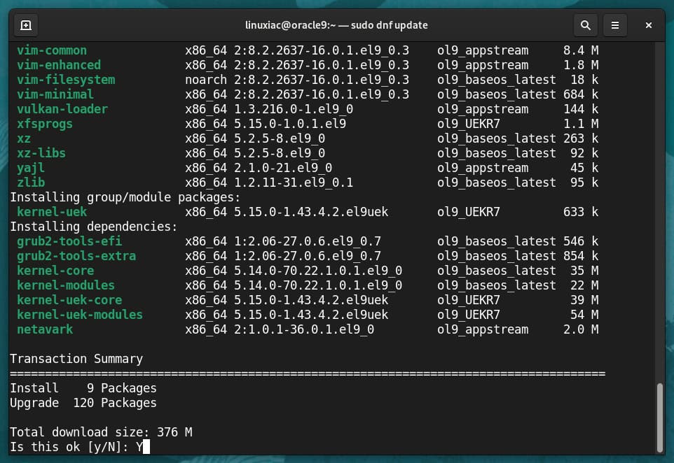 Updating Oracle Linux 9 Using the DNF Package Manager