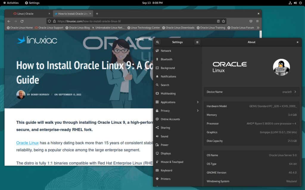 Oracle Linux 9 Installed Successfully