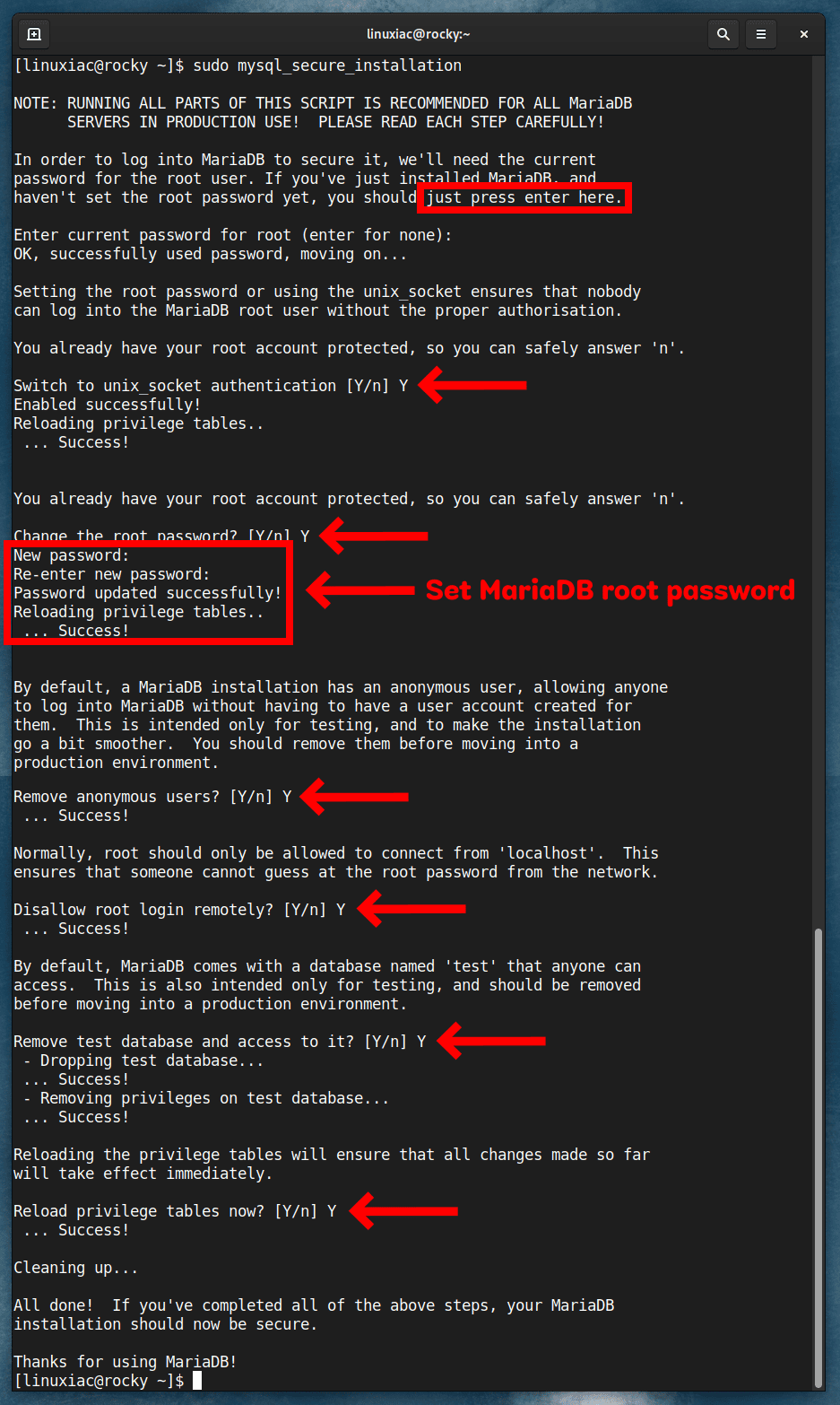 Securing MariaDB server