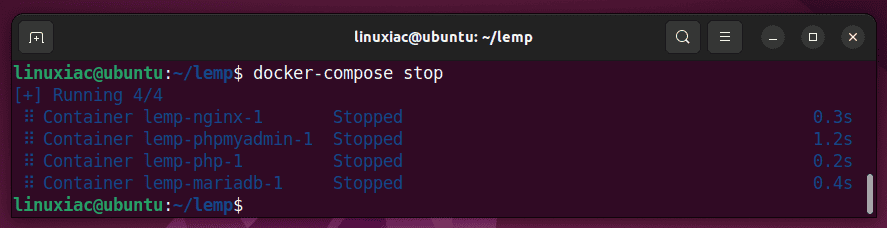 Stop all Docker containers using Docker Compose