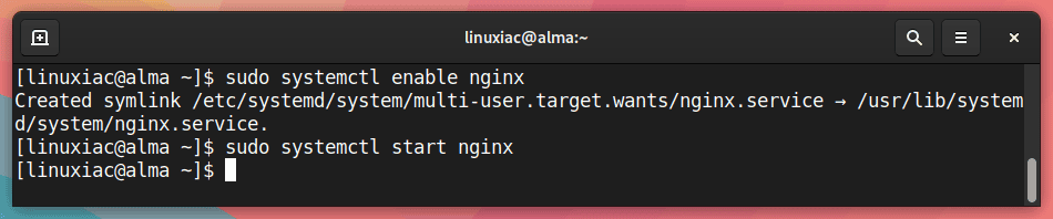 Enable and start Nginx on AlmaLinux 9