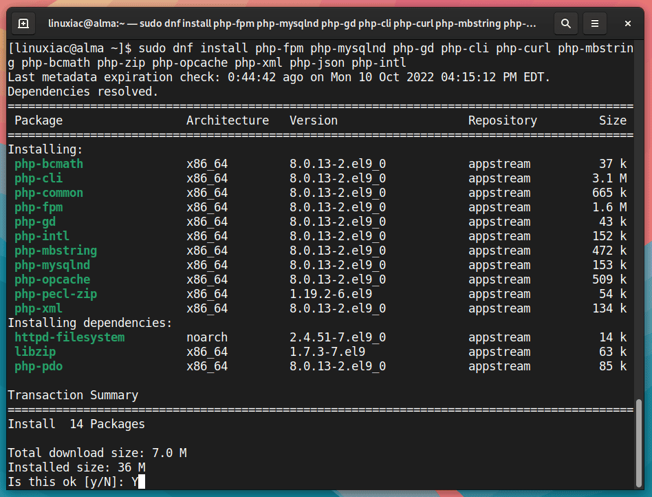 Install PHP on AlmaLinux 9