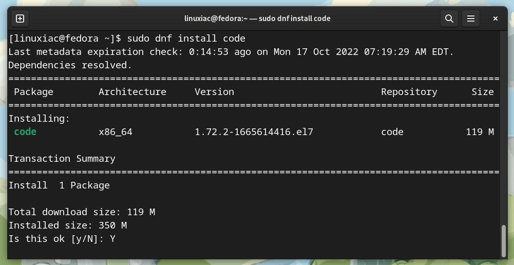 Install VS Code on Fedora Linux