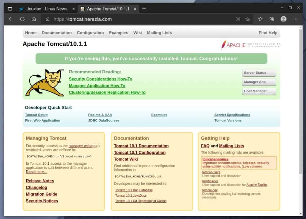 Apache Tomcat serving HTTPS requests on AlmaLinux/Rocky Linux 9